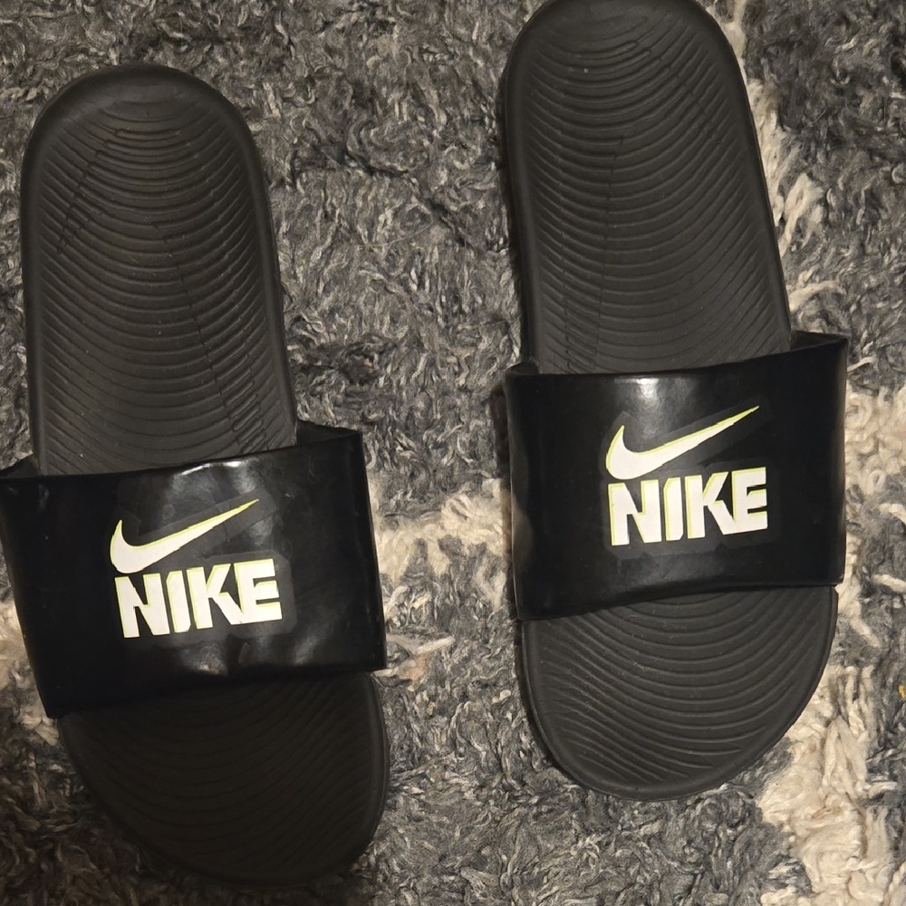 Nike Black Slide Sandals with White Logo